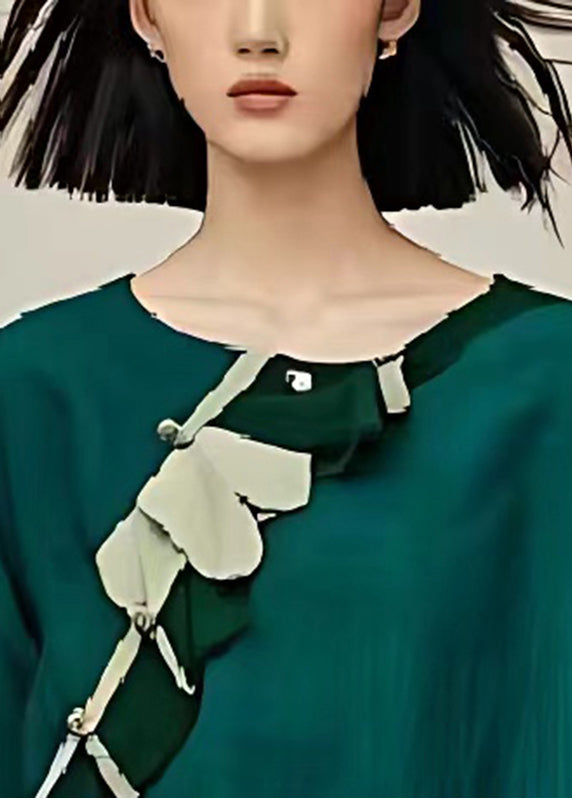 Dull Green Oversized Linen Shirt Flare Sleeve