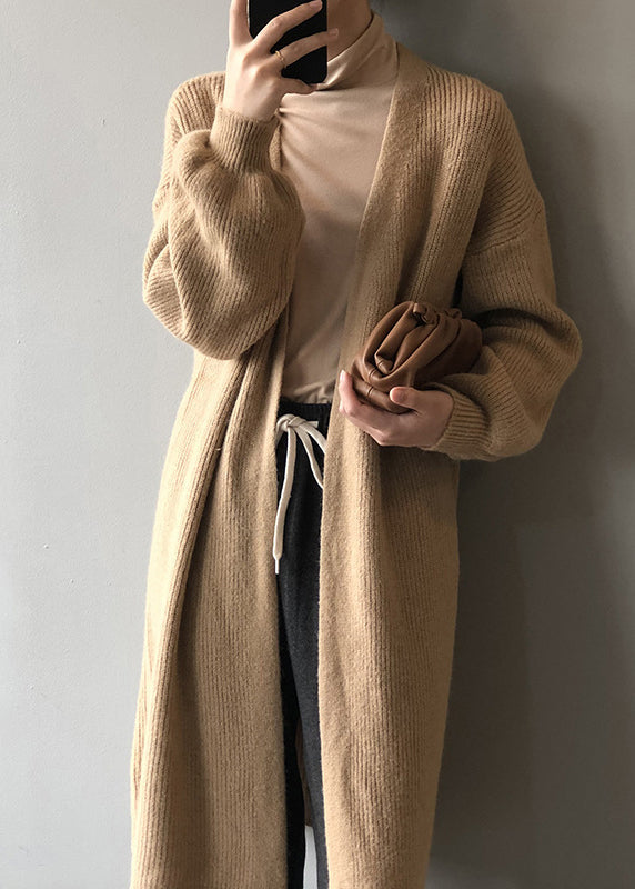 Versatile Camel Cozy Long Knit Cardigans Fall