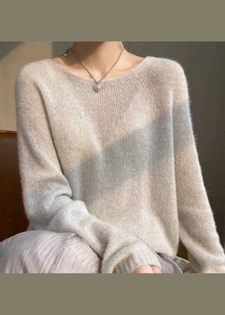 Pink O Neck Cozy Cashmere Knit Top Spring