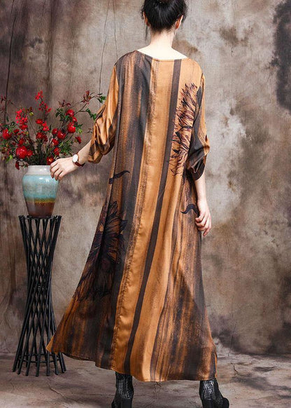 Boutique Print Cinched Silk Asymmetrical Design Dress Summer