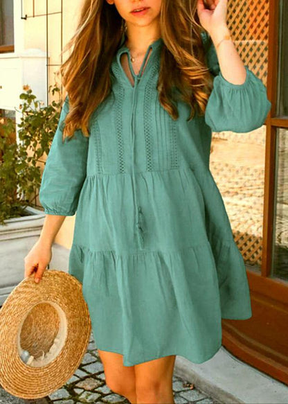 Unique Peacock Blue Patchwork Half Sleeve a Line Maxi Dress Summer