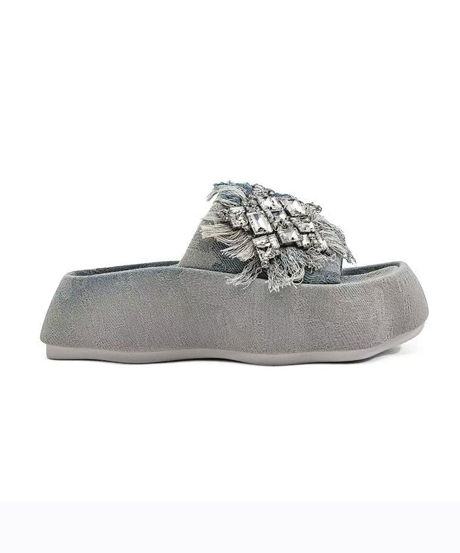 Boutique Tassel Zircon Platform Slide Sandals