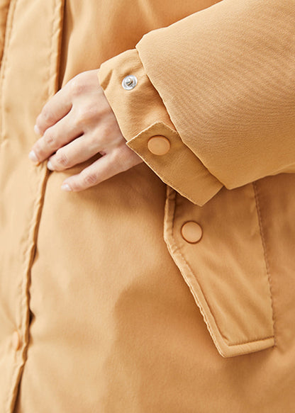 Boutique Khaki Fur Collar Oversized Thick Fine Cotton Filled Puffer Jacket Winter