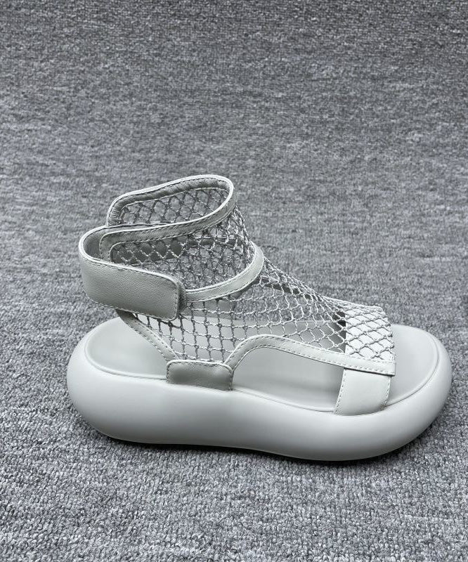 Grey Platform Breathable Mesh Splicing Sandals