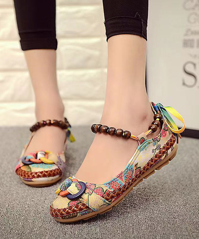 Style Handmade Beaded Flat Sole Single Shoes Soofairy Shoes-20251