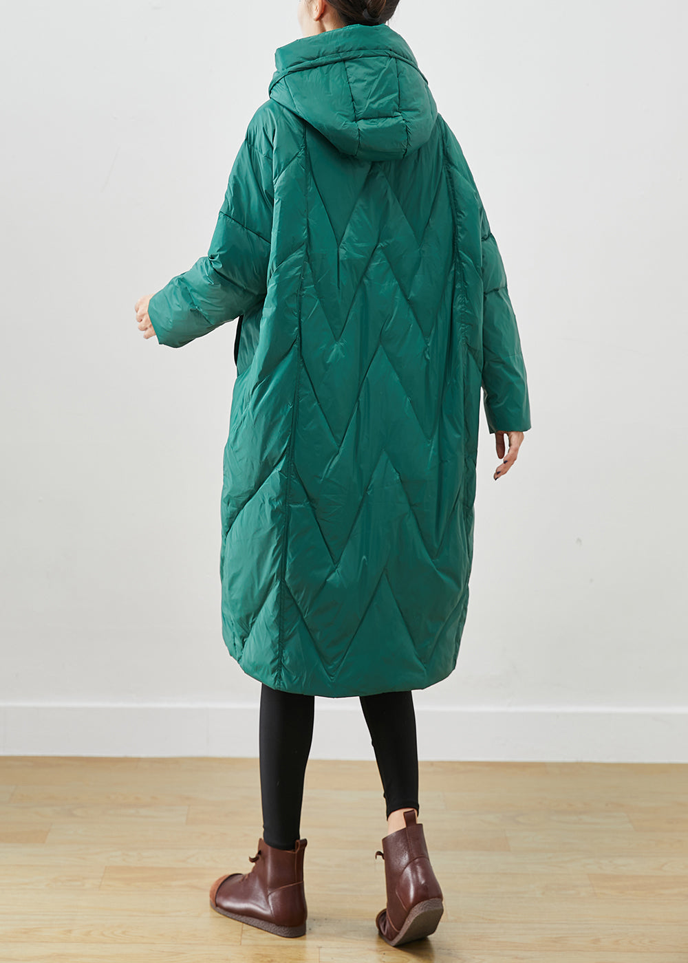 Green Oversized Thick Fine Cotton Filled Puffers Jackets Winter