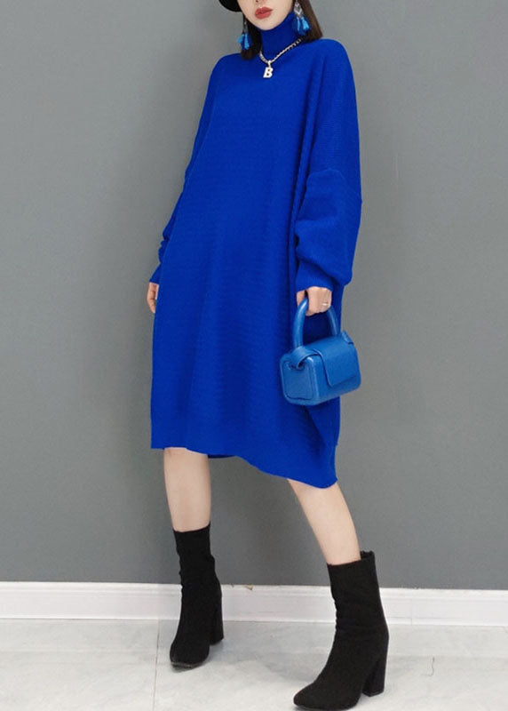 Green Turtleneck Knitted Sweater Dress Fall