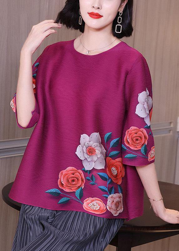 Pink Short Sleeve Blouse Tops
