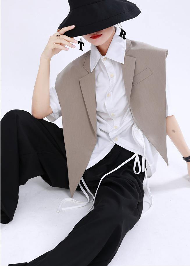 Khaki Clothes With Magic Weapon Suit Collar Vest