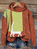 Cute Japanese Cat Art Print Vintage Cozy Hoodie elevenforest
