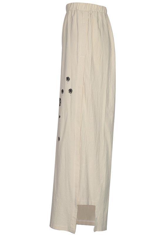 Blue Dandelion Wide Leg Linen Pants Summer Cotton Outfits