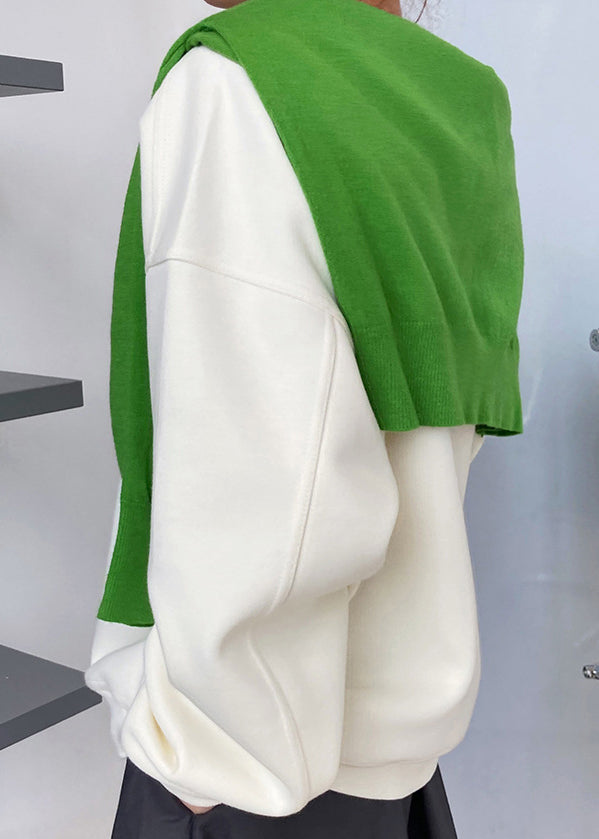 Apricot O Neck Warm Fleece Loose Sweatshirt Fall