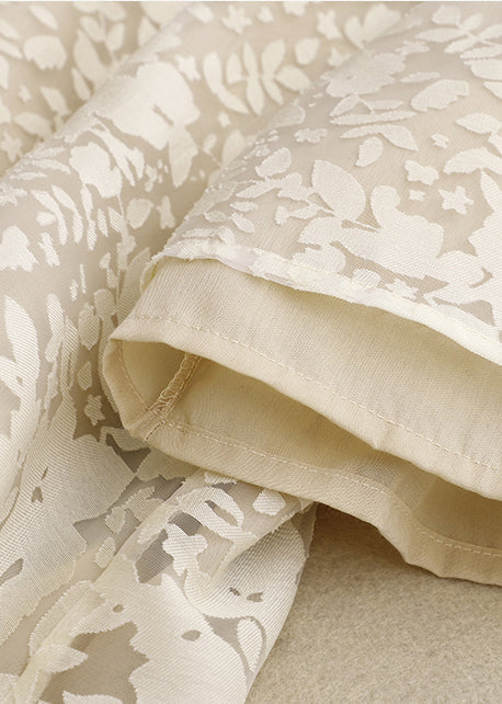 Beige Jacquard Lace Oriental Top Spring
