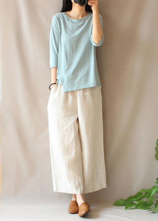 Art O Neck Asymmetric Top Silhouette Inspiration Blue Shirt