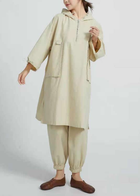 Side Open Cotton Loose Linen Tops Blouses Work Beige Shirts
