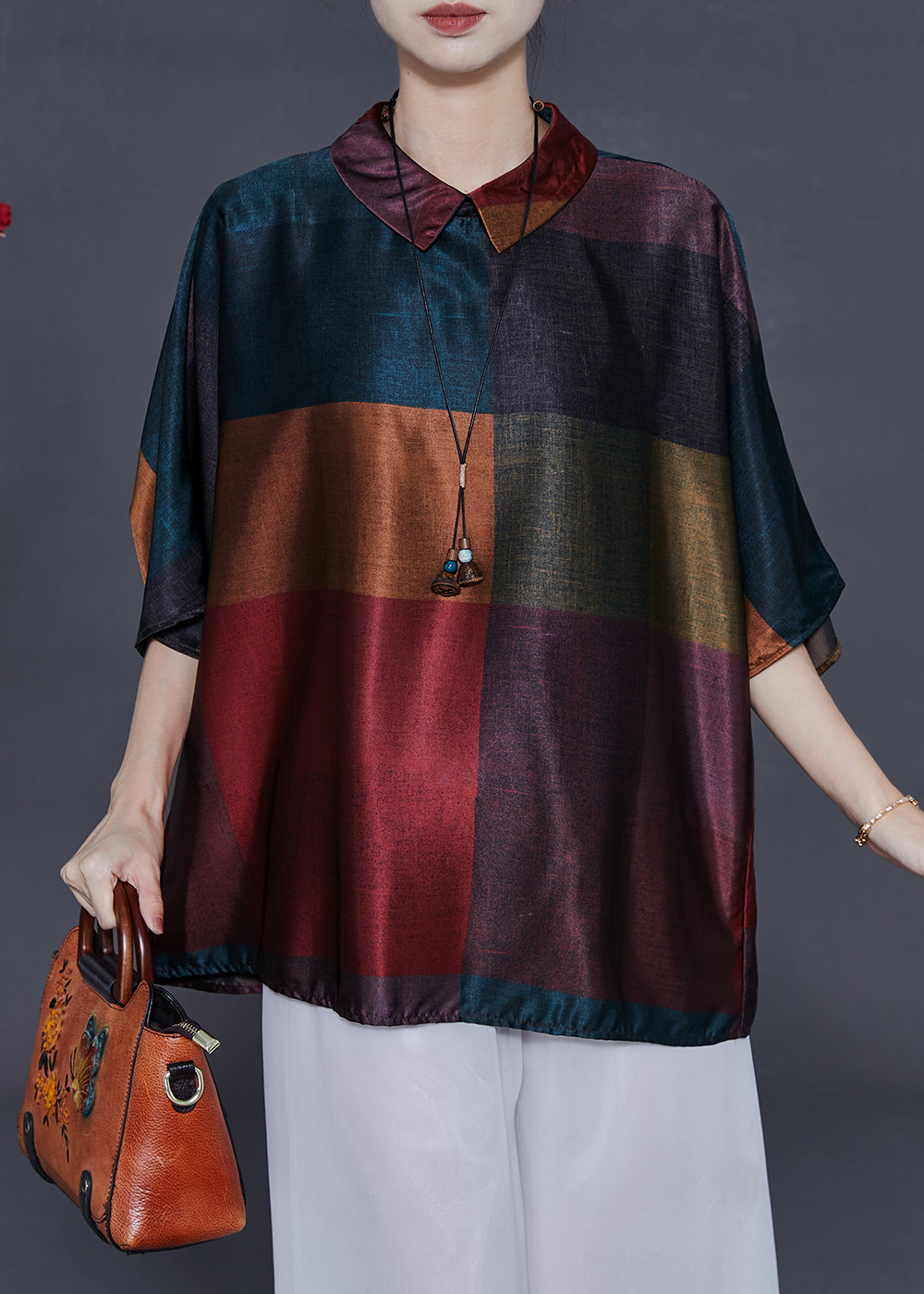 Colorblock Oversized Silk Shirts Summer