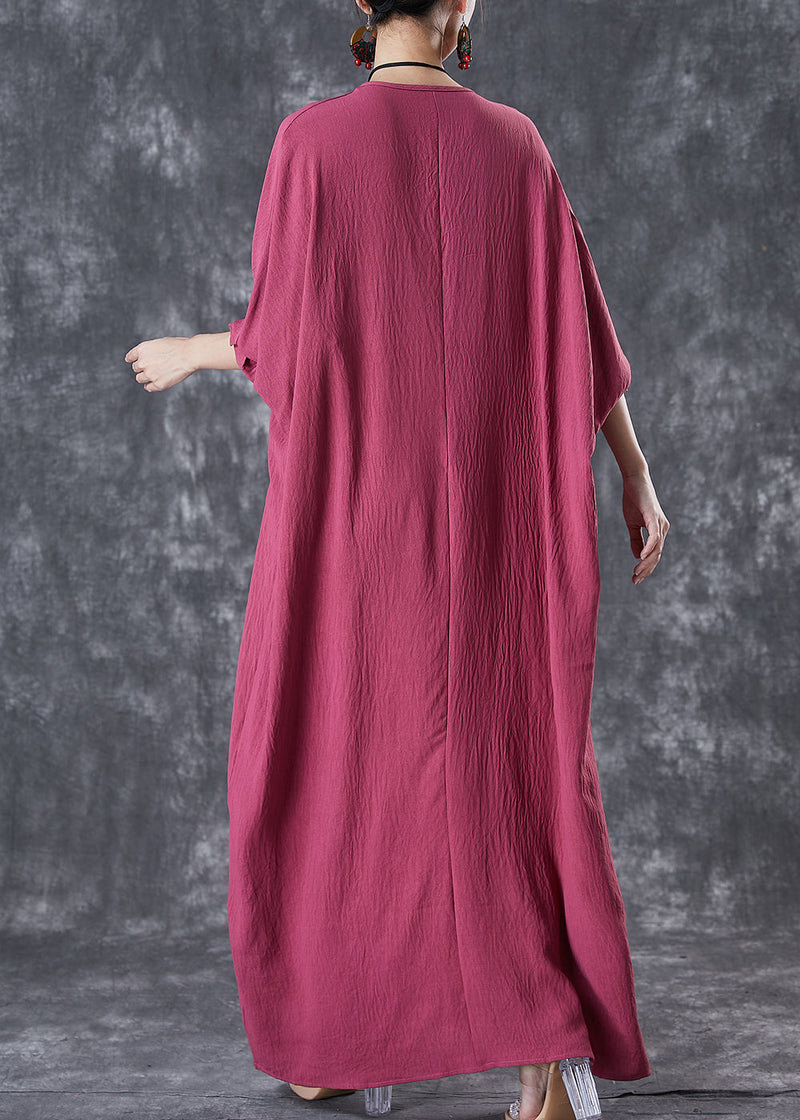 Red Oversized Lengthen Cotton Robe Dresses Fall