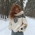 Comstylish Women's Vintage Viking Art Knit Cozy Flannel Hoodie