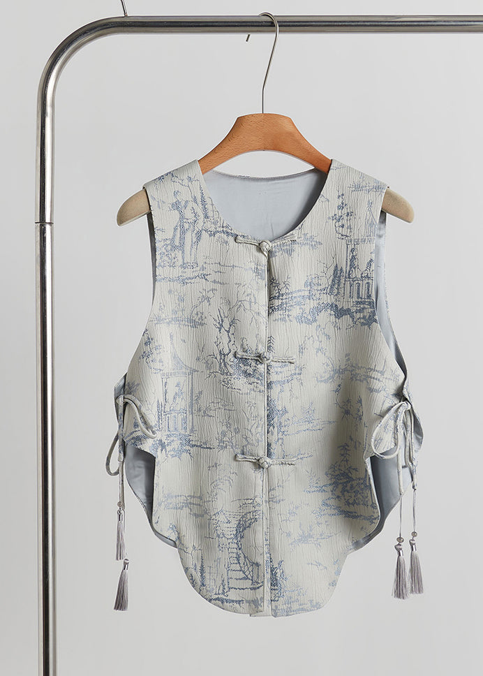 New Retro Grey Jacquard Cotton Two Pieces Set Fall