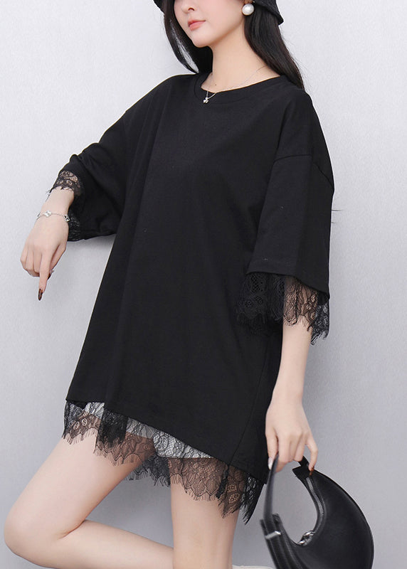 Black O-neck T Shirt Short Sleeve
