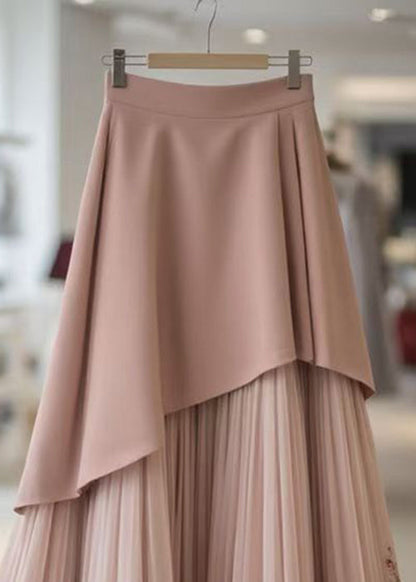 Pink Original Design Wrinkled Chiffon Skirts Summer