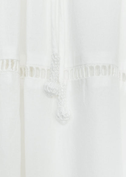 Loose White Hollow Out Shirts and Skirts Cotton Two Pieces Set Summer