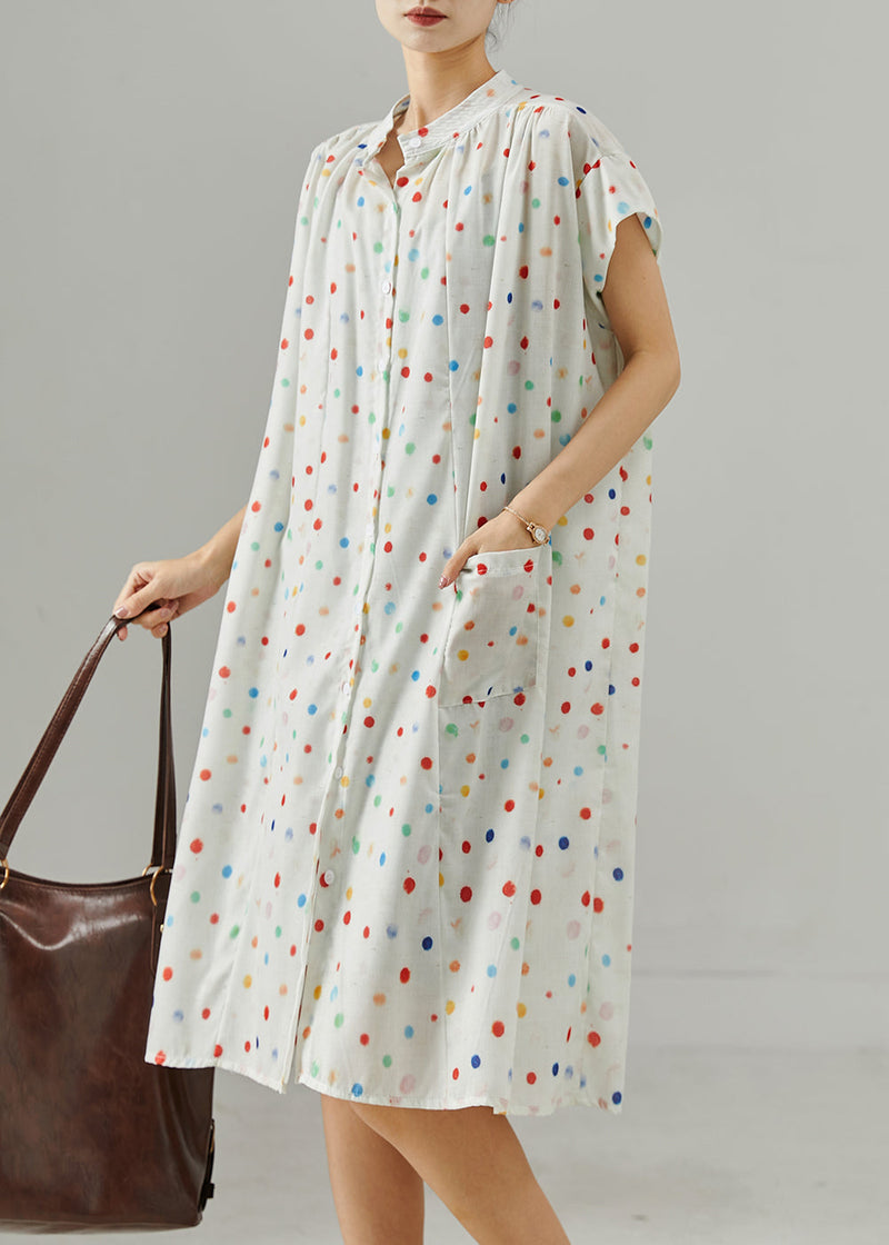 Rainbow Round Dot Cotton Shirt Dress Summer
