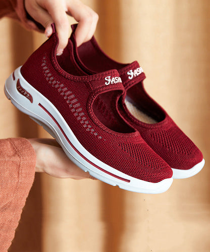 Purple Breathable Mesh Splicing Flat Shoes