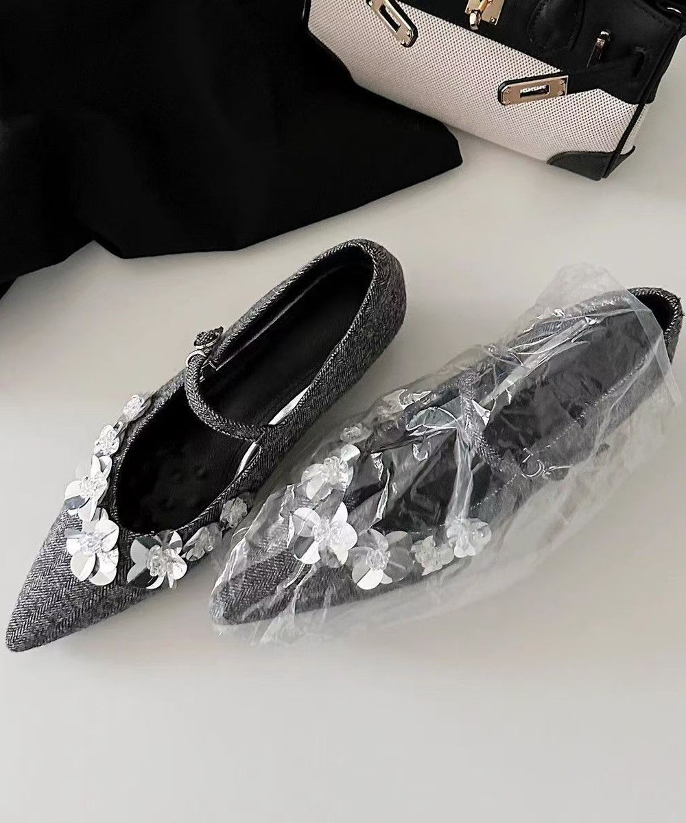 Grey Chunky Cotton Fabric Stylish Splicing Buckle Strap