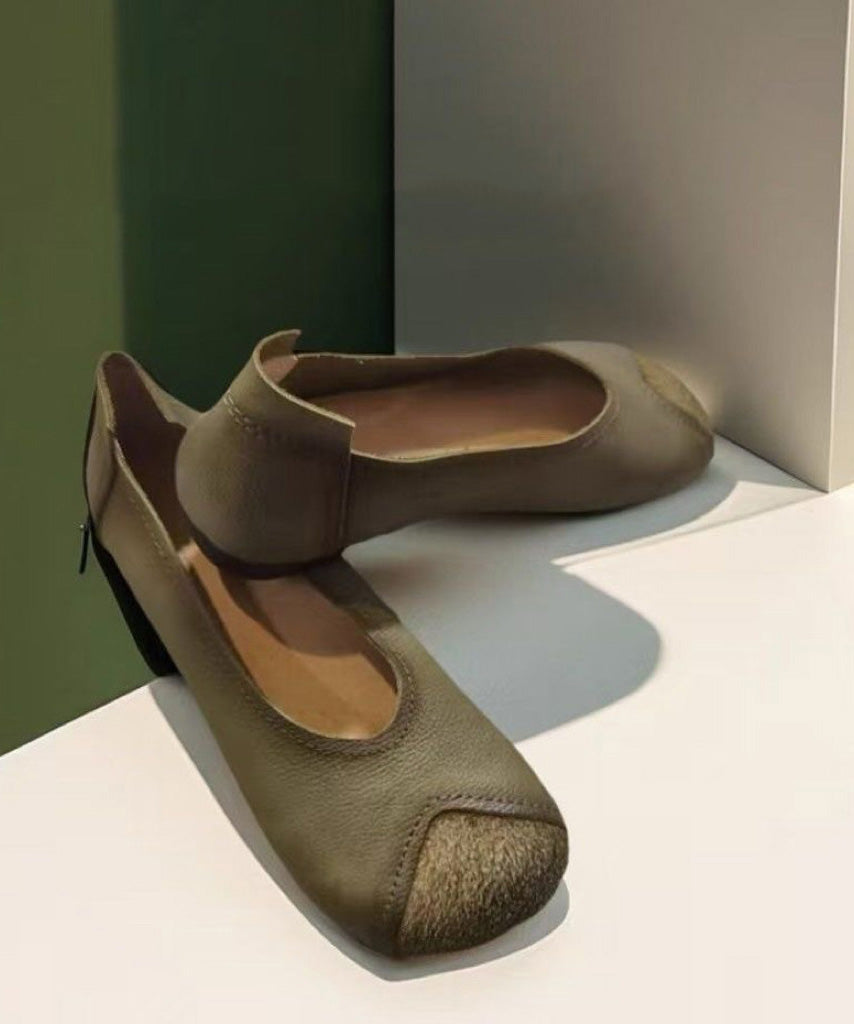 Splicing Flat Feet Shoes Brown Faux Leather