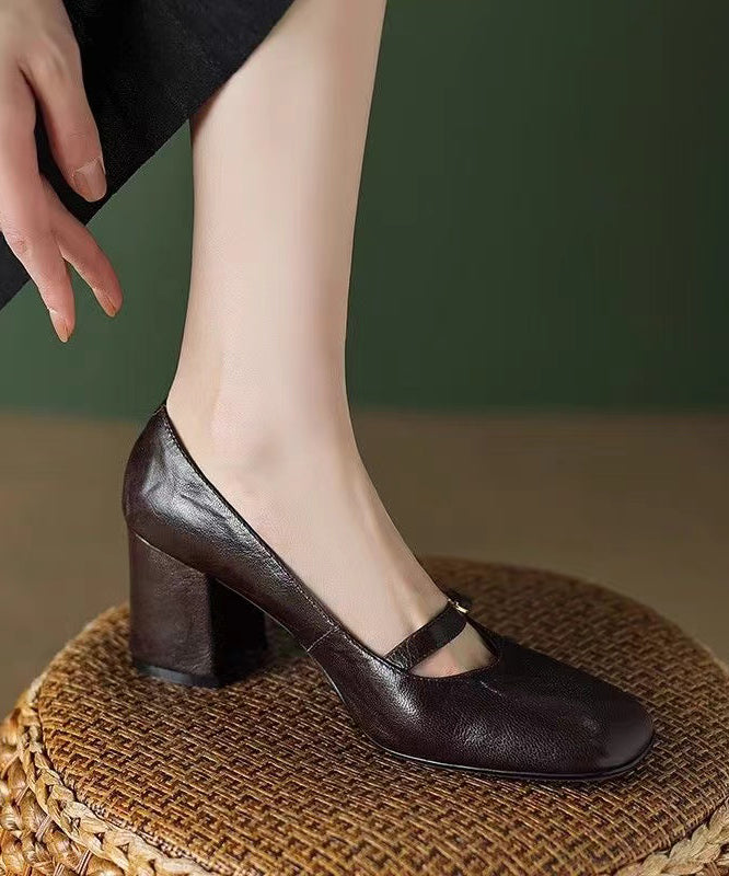 Sheepskin Loafers Chunky Heel French Black