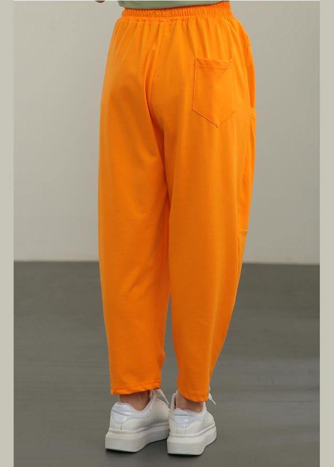 Orange Pockets Harem Pants Summer