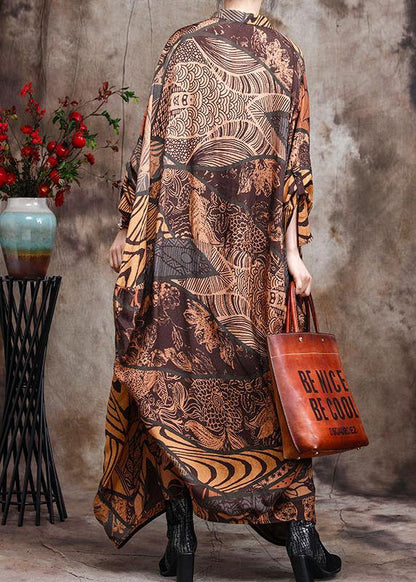 Silk Chiffon V Neck Asymmetric Summer Dresses Long Caftans