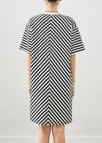 Black Striped Cotton Vacation Dresses Summer