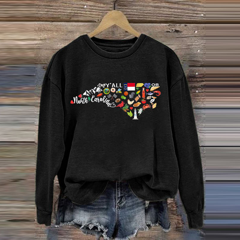 Comstylish Women's North Carolina Print Sweatshirt