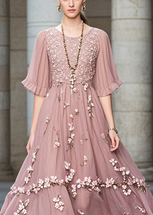 Purple Chiffon Long Dress Exra Large Hem Summer
