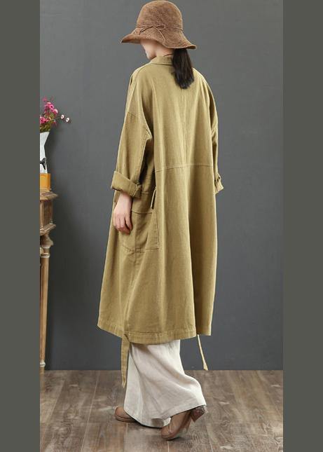 Lapel Pockets Spring Coat Khaki Clothing Outwear