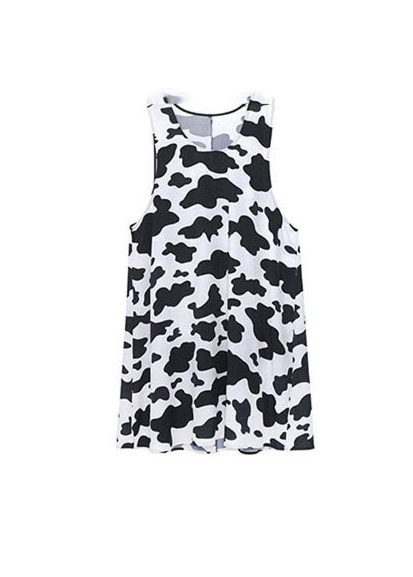 White Printsideopen Summer Short Sleeve Long Dress