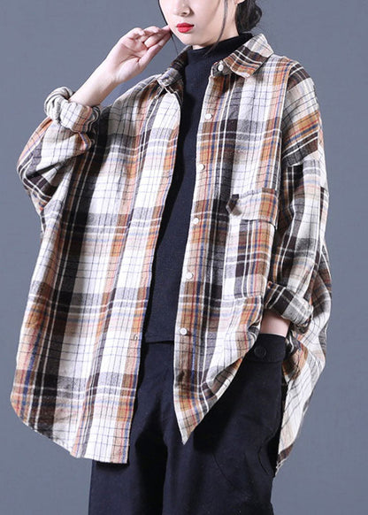 Stylish Khaki Peterpan Collar Pockets Button Fall Long Sleeve Shirt