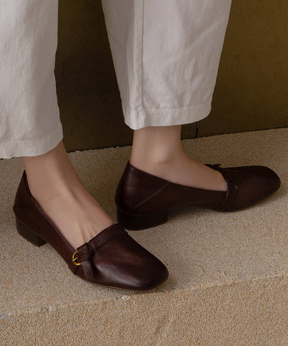 New Brown Comfortable Splicing Flat Shoes Cowhide Leather
