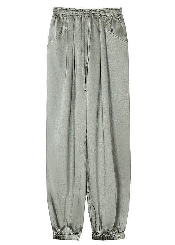 Italian Green Elastic Waist Harem Pants
