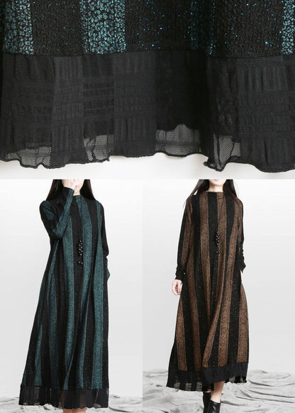 Natural Gold Stand Pockets a Line Dresses Fall