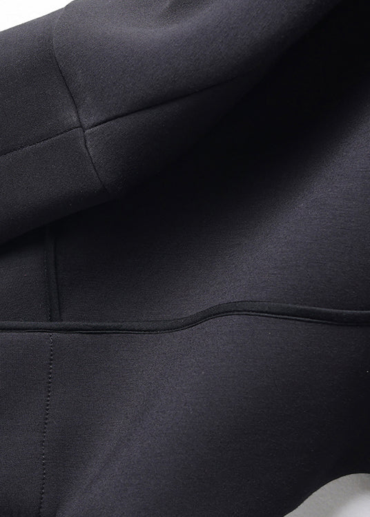 Organic Black Peter Pan Collar Button Cotton Coats Batwing Sleeve Fall