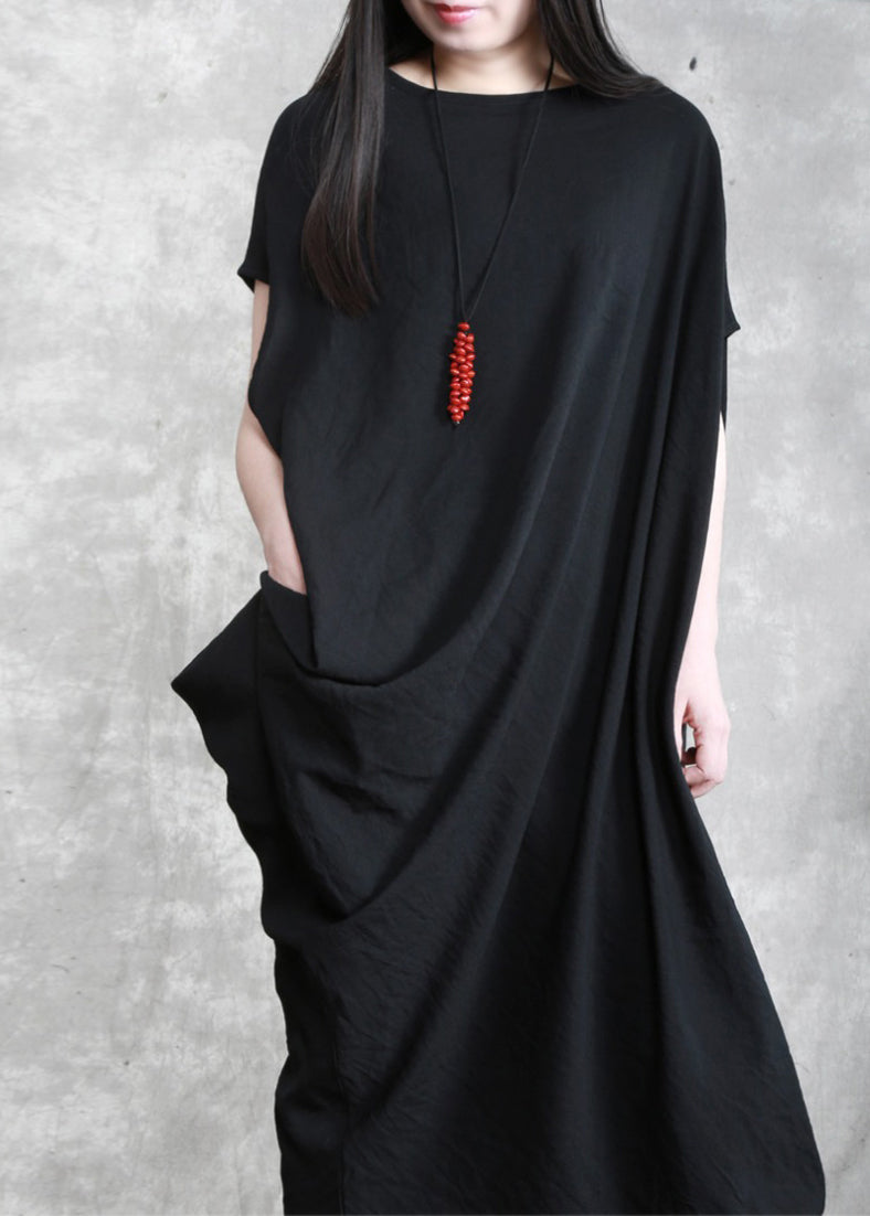 White O-neck Asymmetrical Maxi Dresses Summer