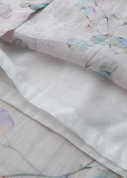 Comfy Light Purple Print Oriental Ramie Maxi Dresses Fall