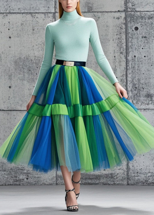 Multicolor Exra Large Hem Tulle Skirts Summer