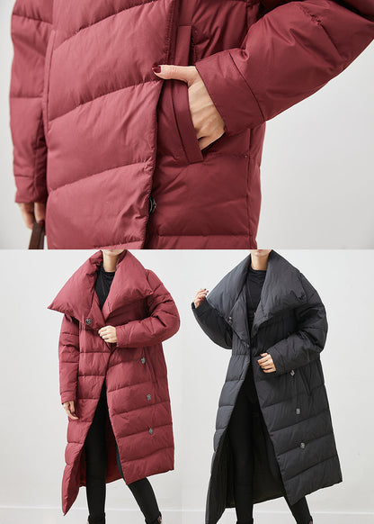 Mulberry Asymmetrical Warm Duck Down Puffer Jacket Winter