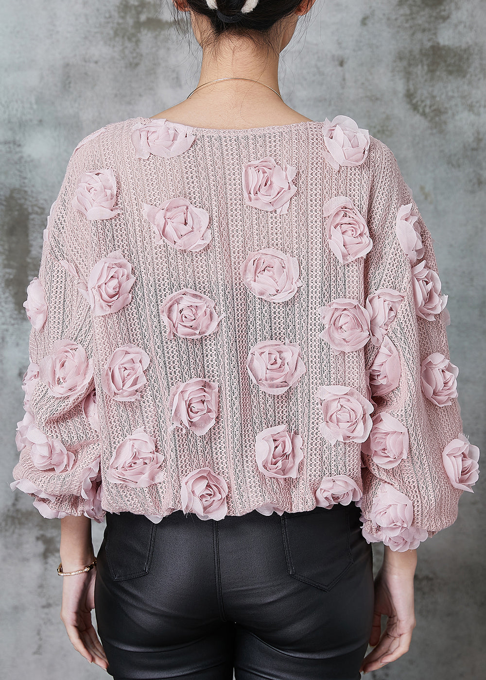 Pink Knit Cozy Shirt Nail Bead Spring
