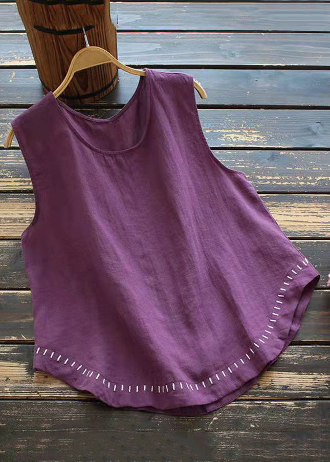 New White O Neck Cotton Tank Sleeveless