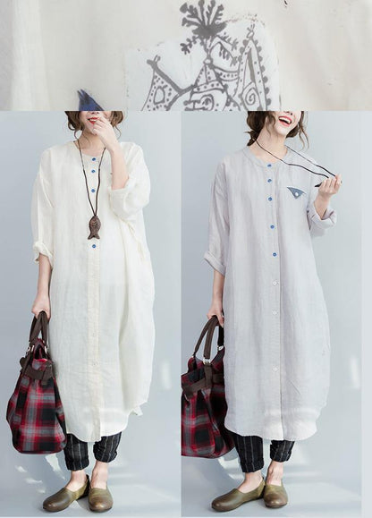 Style White Button Maxi Summer Cotton Dress